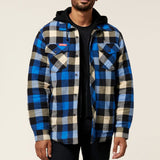 Hard Yakka Quilted Flannel Shacket #colour_blue