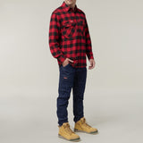 Hard Yakka Long Sleeve Check Flannel Shirt #colour_red