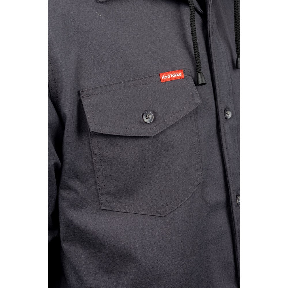 Hard Yakka Quilted Solid Shacket #colour_charcoal