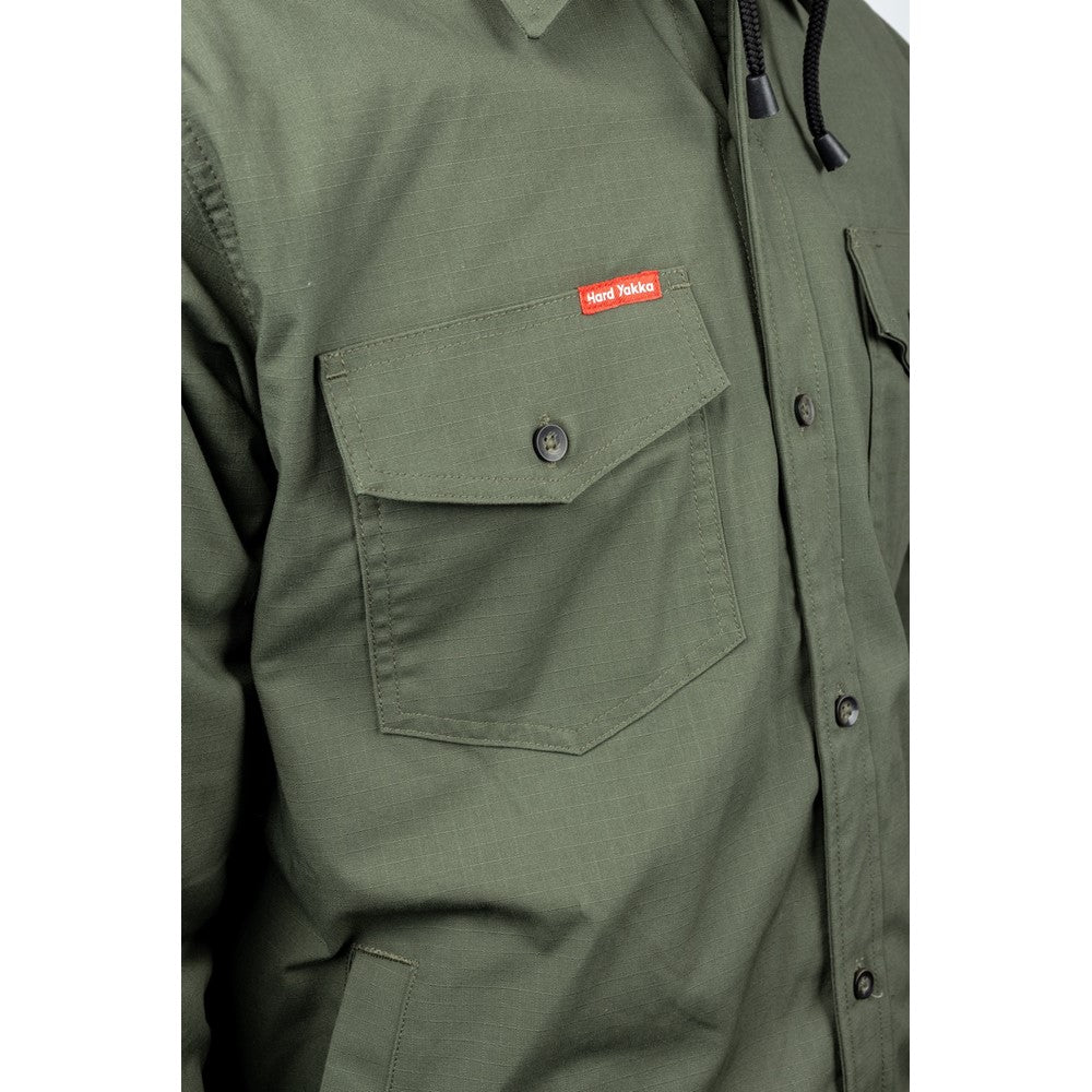 Hard Yakka Quilted Solid Shacket #colour_military-green