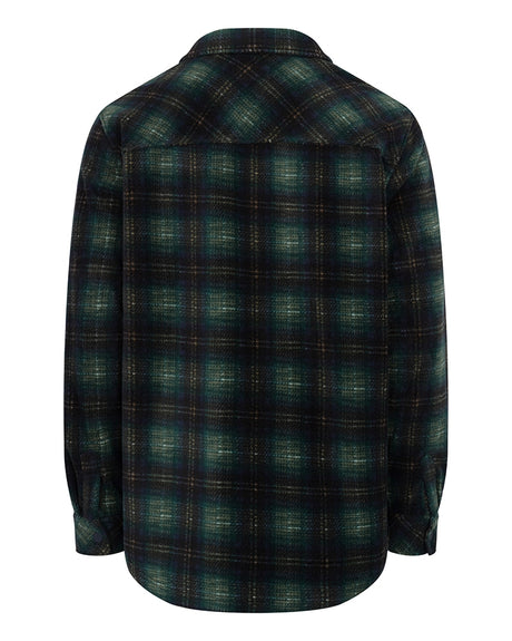 Hoggs of Fife Broxburn Fleece Shacket #colour_navy-green-gold