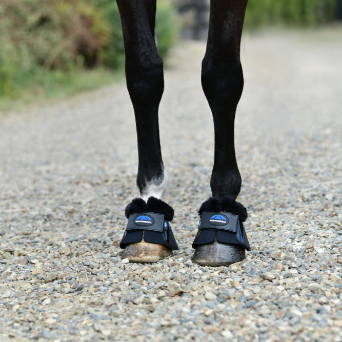 Weatherbeeta Tough-Tec Impact Fleece Trim Bell Boots #colour_black-black