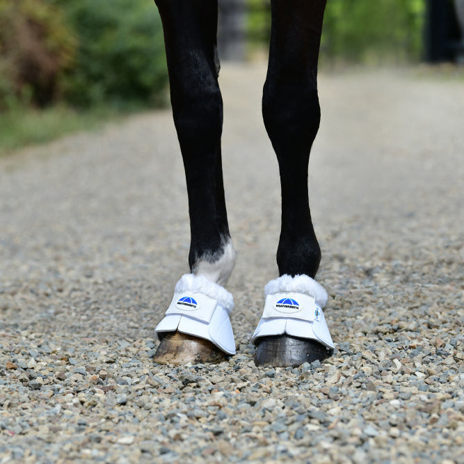 Weatherbeeta Tough-Tec Impact Fleece Trim Bell Boots #colour_white-white