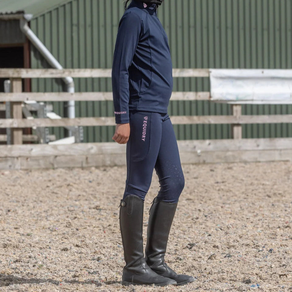 EQUIDRY Children's Water Repellent Leggings #colour_navy-pink