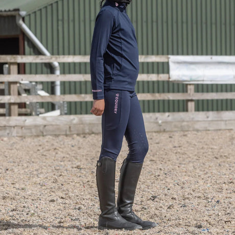 EQUIDRY Children's Water Repellent Leggings #colour_navy-pink