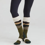 Ridgeline Merino Wool Full Length Socks #colour_olive-stripes