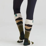 Ridgeline Merino Wool Full Length Socks #colour_olive-stripes