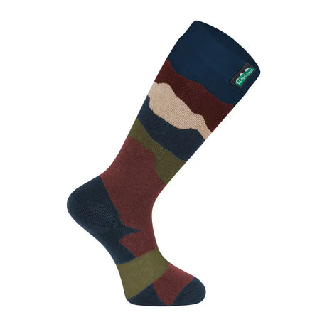 Ridgeline Merino Wool Full Length Socks #colour_navy-stripes