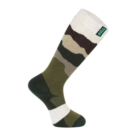 Ridgeline Merino Wool Full Length Socks #colour_olive-stripes