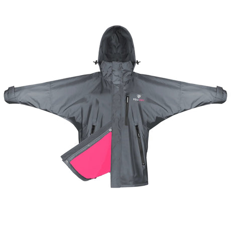 EQUIDRY Women's Thin Fleece Shortie #colour_grey-peacock-pink