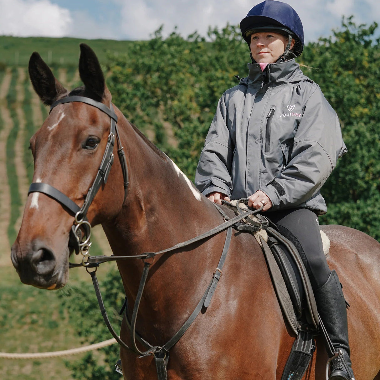 EQUIDRY Women's Thin Fleece Shortie #colour_grey-penelope-pink