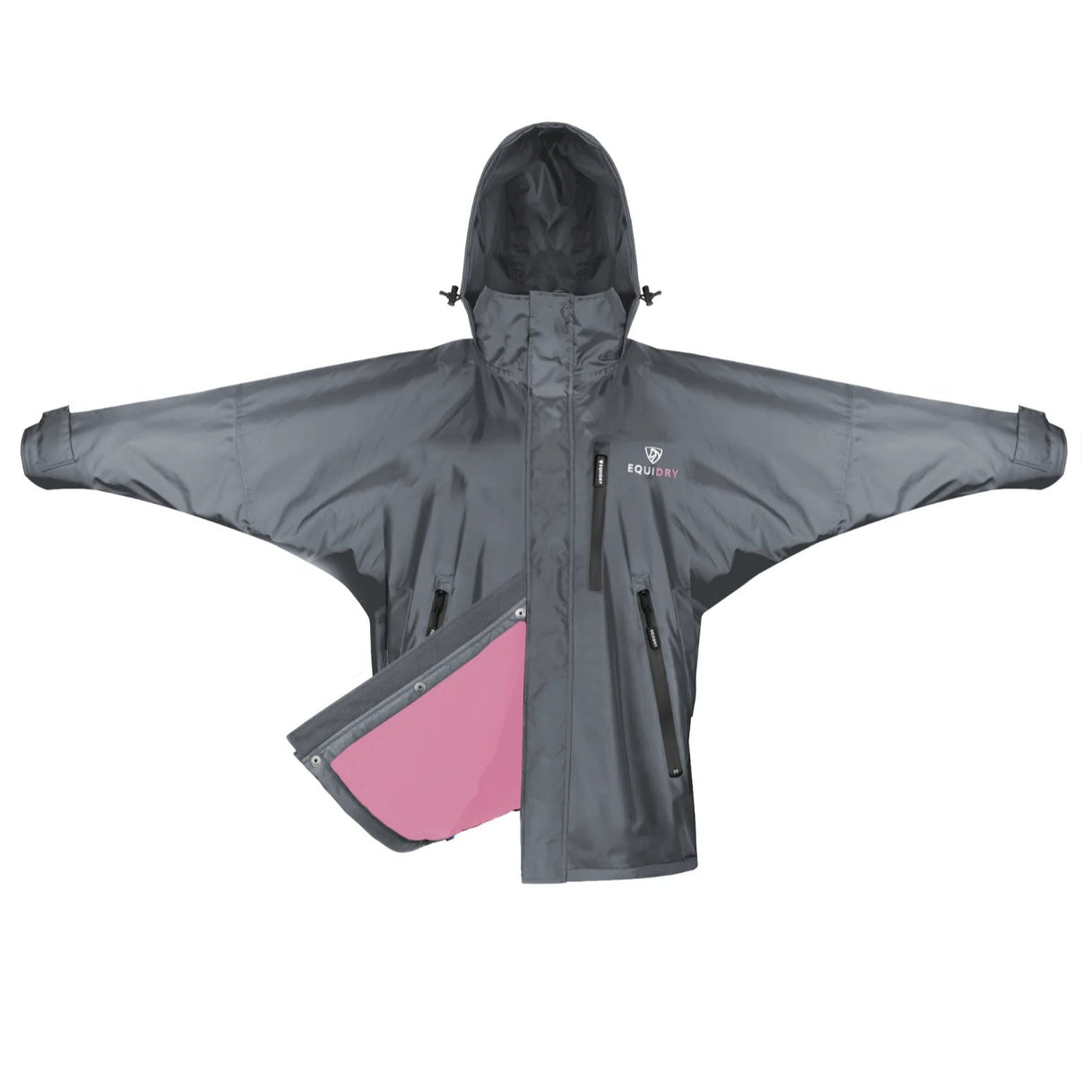 EQUIDRY Women's Thin Fleece Shortie #colour_grey-penelope-pink