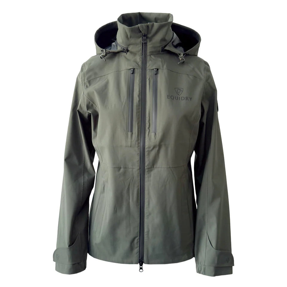 EQUIDRY Girl's Varsha Jacket  #colour_black-forest-green