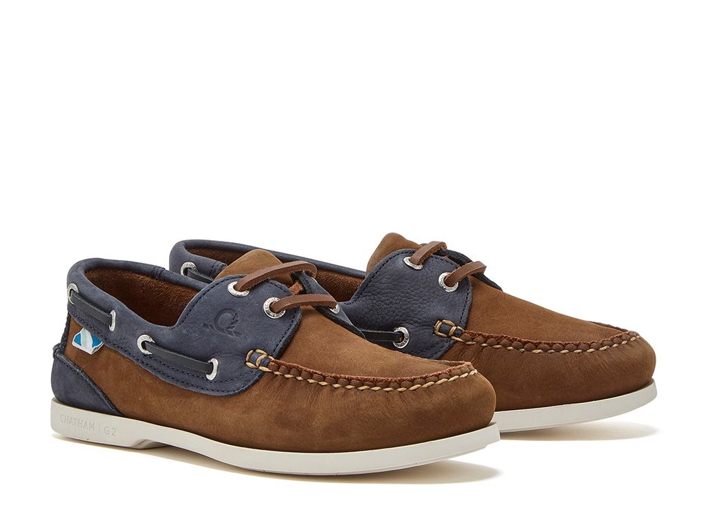 Chatham Bermuda Lady II G2 Leather Boat Shoes #colour_brown-navy