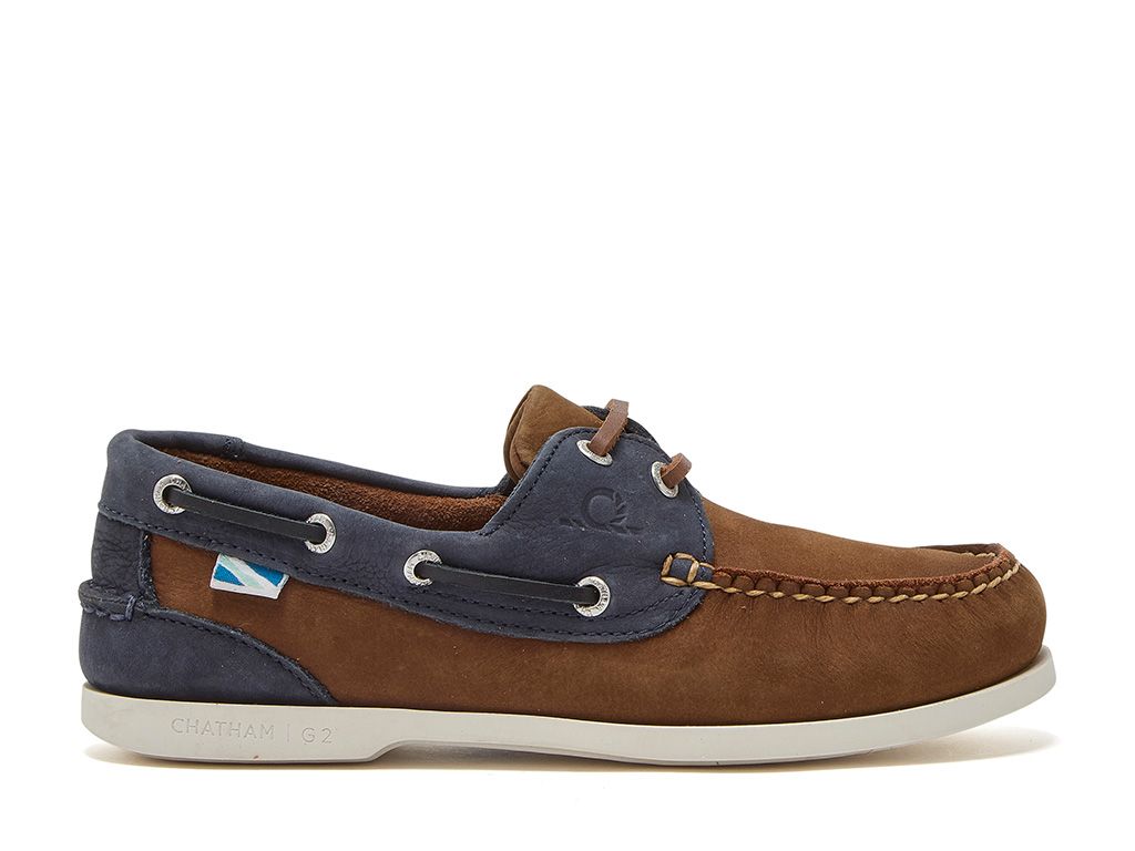 Chatham Bermuda Lady II G2 Leather Boat Shoes #colour_brown-navy