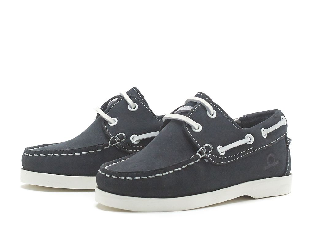 Chatham Henry Kids Nubuck Boat Shoes#colour_navy