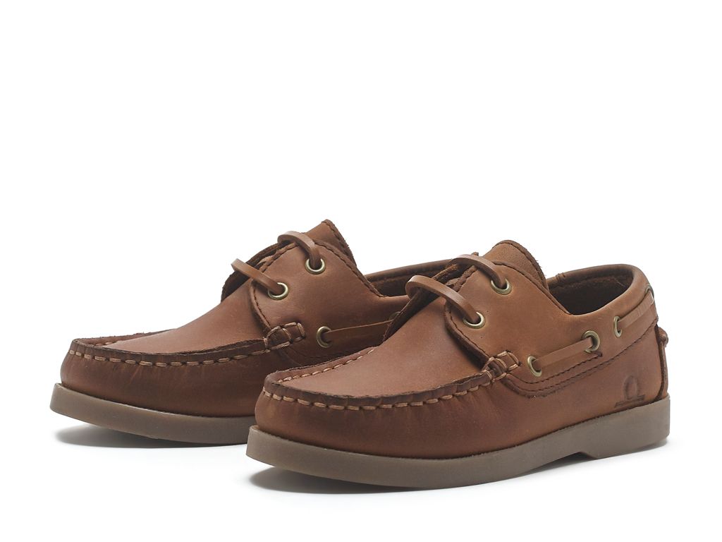 Chatham Henry Kids Nubuck Boat Shoes#colour_tan