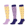 Toggi Womens Butterfly 3 Pack Socks #colour_lilac-yellow