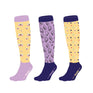 Toggi Womens Butterfly 3 Pack Socks #colour_lilac-yellow