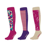 Toggi Womens Rabbit And Pattern 3 Pack Socks #colour_pink-purple