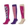 Toggi Womens Rabbit And Pattern 3 Pack Socks #colour_pink-purple