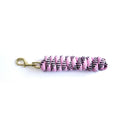 KM Elite Cotton Double Braided Leadrope - 7ft #colour_black-white-baby-pink