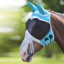 Shires FlyGuard Pro Fine Mesh Fly Mask With Nose Fringe #colour_teal