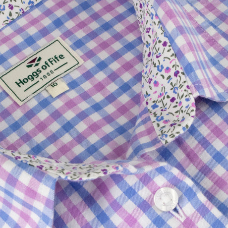 Hoggs of Fife Becky II Ladies Cotton Shirt #colour_pink-blue