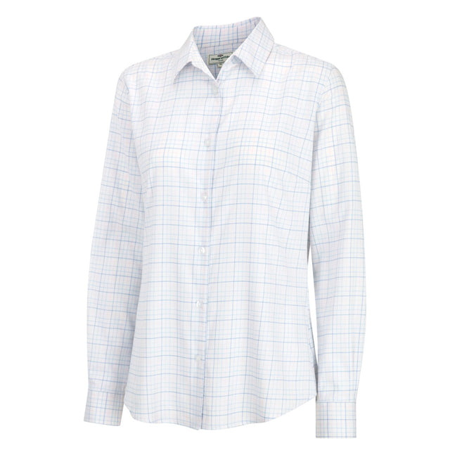 Hoggs of Fife Callie Ladies Twill Check Shirt #colour_white-pink-blue