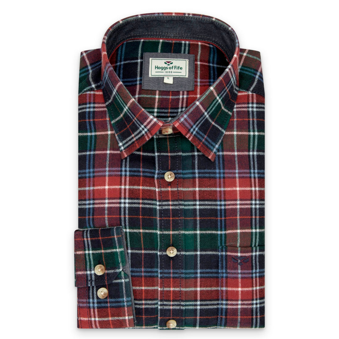 Hoggs of Fife Pitlochry Men's Flannel Check Shirt #colour_forest-check
