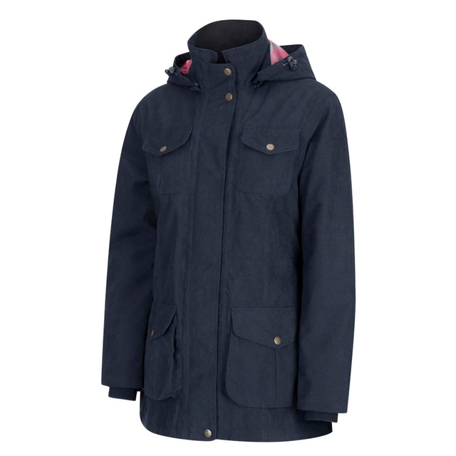 Hoggs of Fife Struther Ladies Hooded Waterproof Field Coat #colour_navy