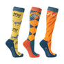 Hy Equestrian Novelty Printed Socks #colour_orange-petrol