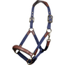 HKM Luna Leather & Nylon Head Collar #colour_deep-blue-brown