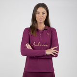 Shires Aubrion Ladies Team Long Sleeve Polo #colour_mulberry