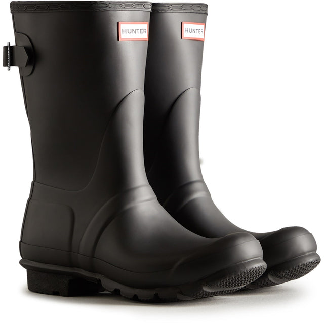 Hunter Original Women's Short Back Adjustable Wellington Boots #colour_black