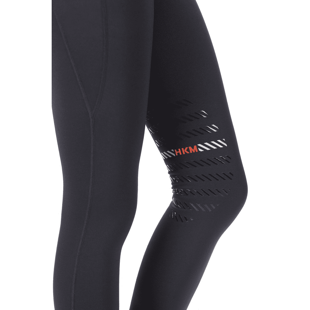 HKM Sports Silicone Knee Patch Riding Leggings #colour_black