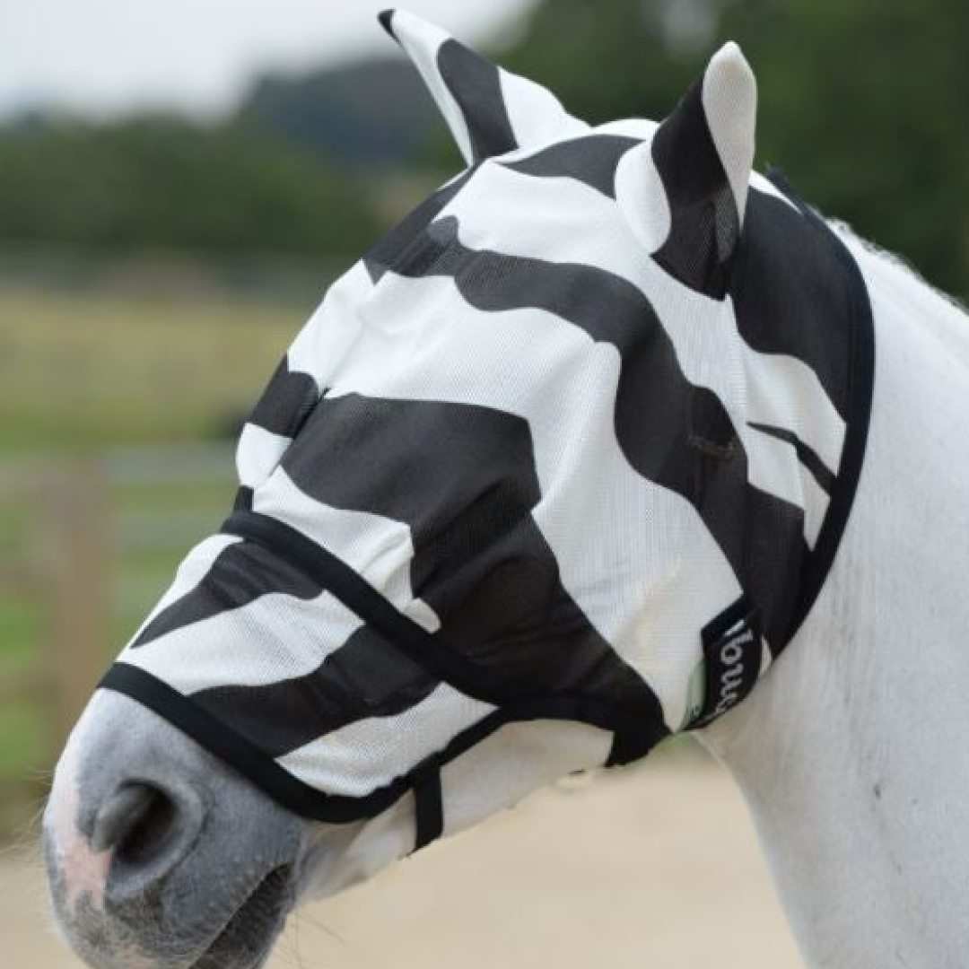 Bucas Buzz-Off Zebra Extended Nose Fly Mask #colour_zebra-print